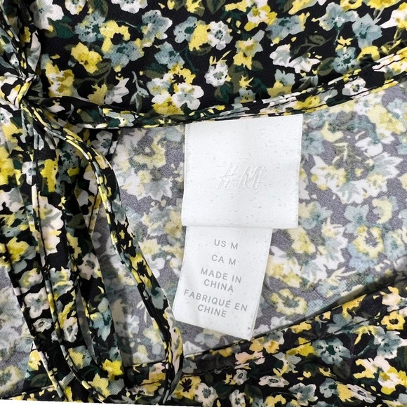 H&M Dress (M) Mini Balloon Sleeve Floral Keyhole-Back - Picture 10 of 11